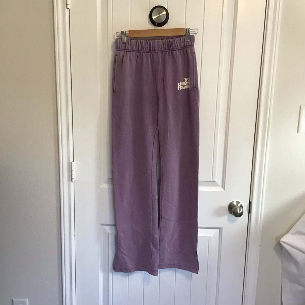 The Mayfair Group You Deserve Flowers Wide Leg Sweatpants Purple XS - Picture 2 of 14